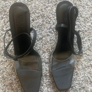 Charlotte Russe Black and Clear Square Toe Heels